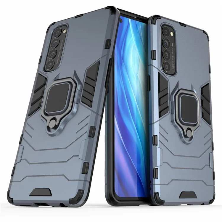 Cool Guard PC + Coque de téléphone hybride en TPU avec support pour Oppo Reno4 Pro 4G - Bleu