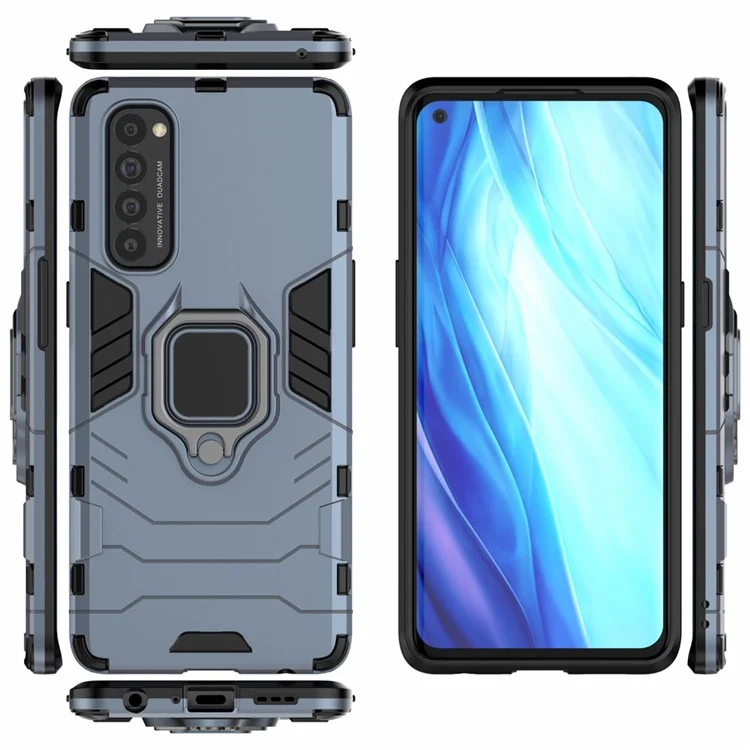 Cool Guard PC + Coque de téléphone hybride en TPU avec support pour Oppo Reno4 Pro 4G - Bleu
