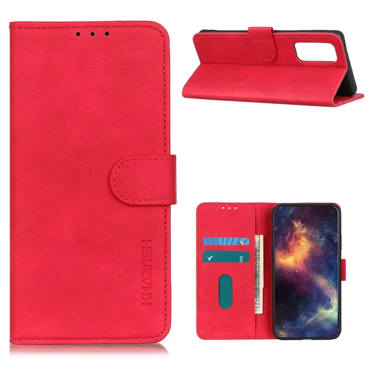 KHAZNEH Retro Style Leather Protective Case Phone Shell per vivo Y20 - Rosso