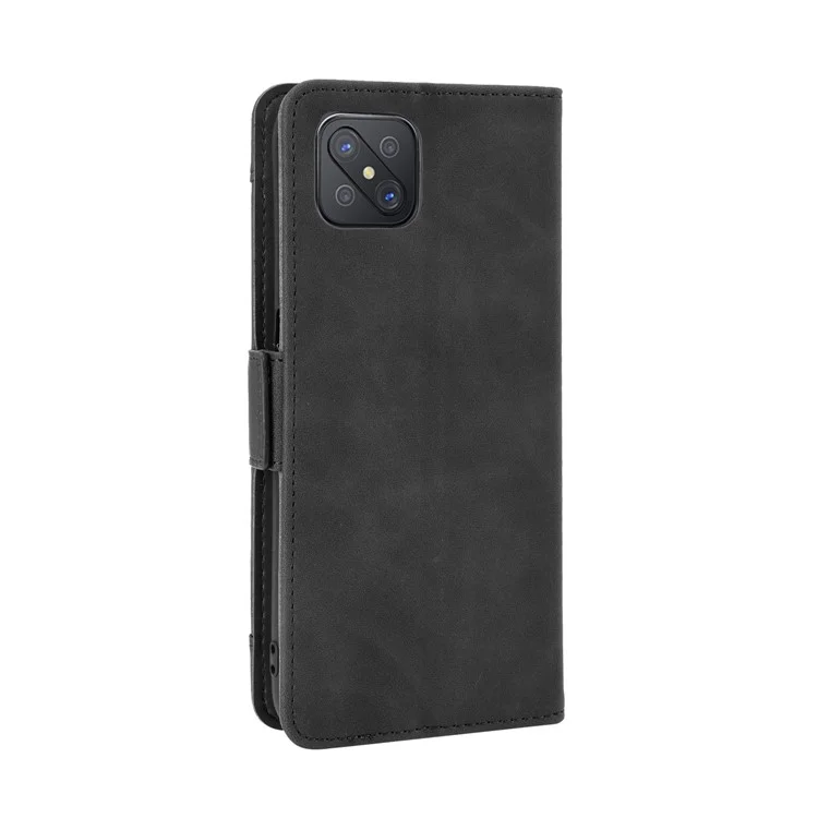 Multiple Card Slots Leather Shell Wallet Cell Phone Cover for OPPO A92s/Reno4 Z 5G with Multi-Angle Stand - Black