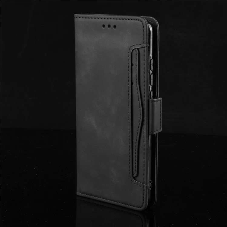 Mehrfache Kartenschlitze Leder mit Wallet Handyhülle für Oppo A53/A32 (2020) - Schwarz