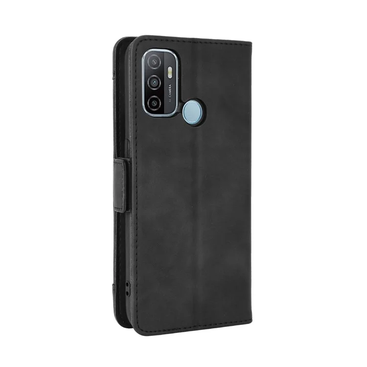 Mehrfache Kartenschlitze Leder mit Wallet Handyhülle für Oppo A53/A32 (2020) - Schwarz