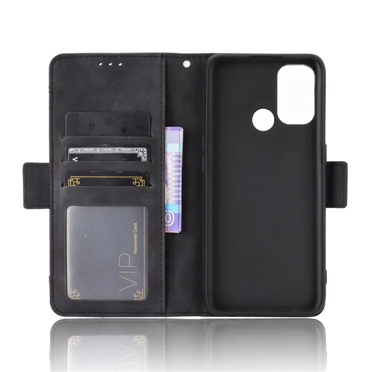 Mehrfache Kartenschlitze Leder mit Wallet Handyhülle für Oppo A53/A32 (2020) - Schwarz