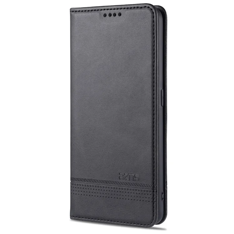 AZNS Magnetic Absorbiertes Leder -brieftaschenabdeckungskoffer Mit Stand Für Oppo A9 (2020)/A11x - Schwarz