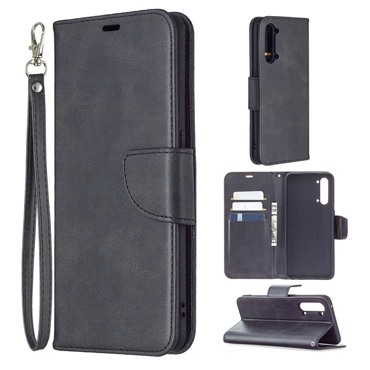 PU Leather Wallet Stand Phone Case for Oppo Find X2 Lite - Black