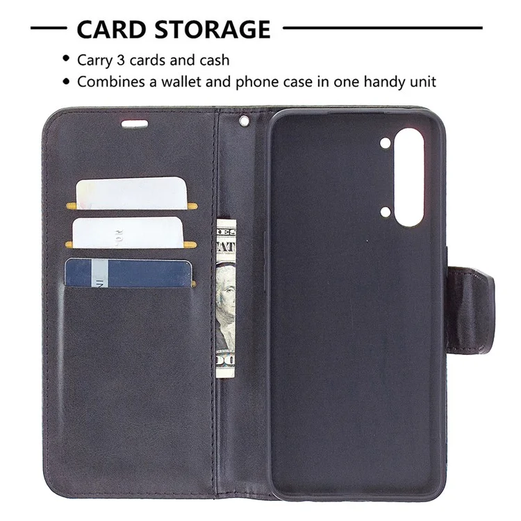 PU Leather Wallet Stand Phone Case for Oppo Find X2 Lite - Black