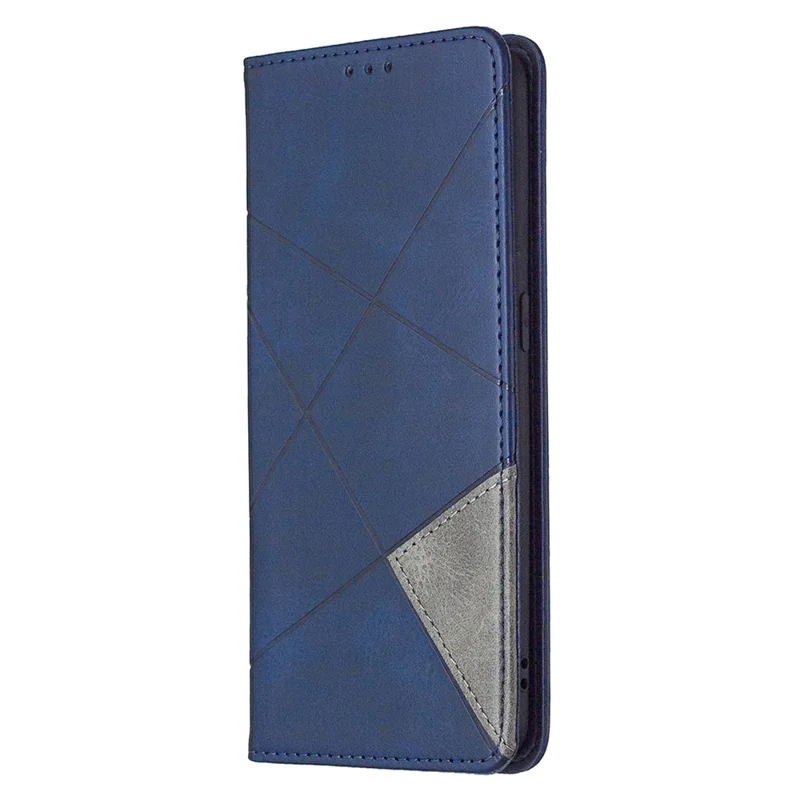 Geometric Pattern Leather Stand Case Card Holder Shell for Oppo Find X2 Lite - Blue