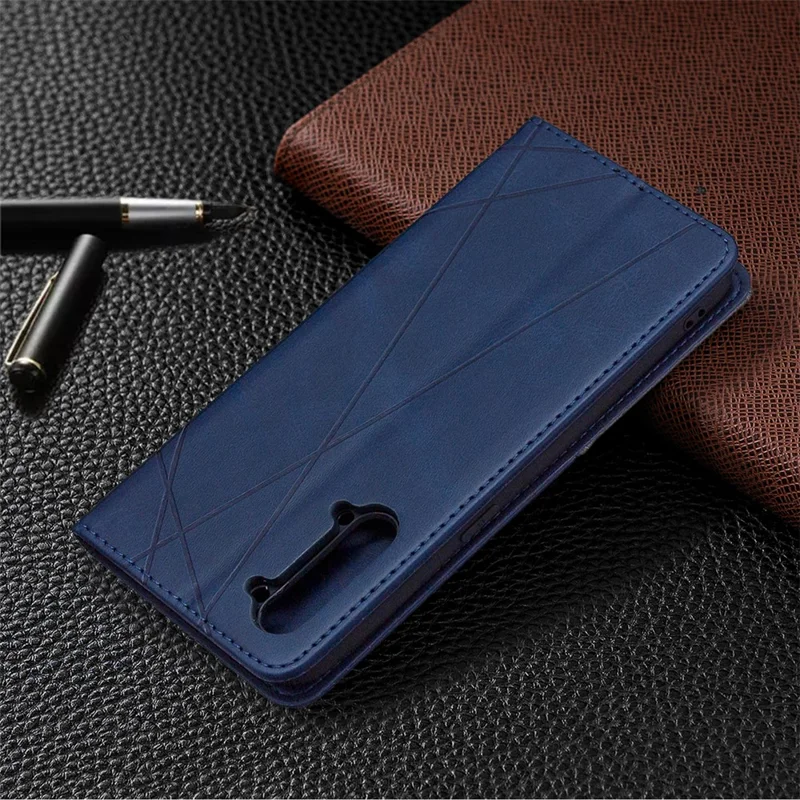 Geometric Pattern Leather Stand Case Card Holder Shell for Oppo Find X2 Lite - Blue