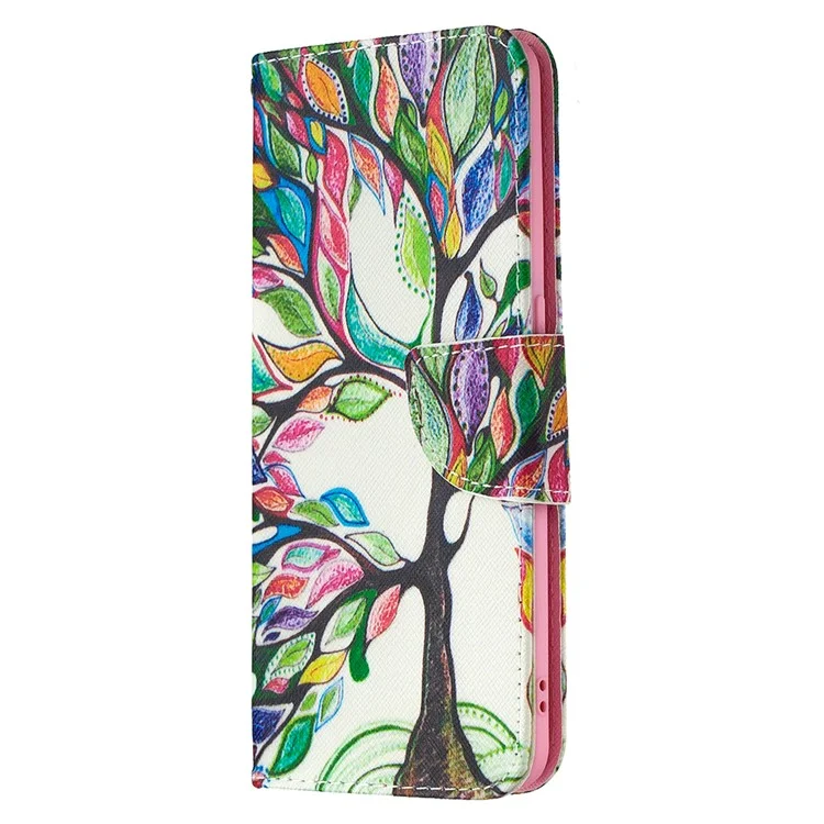 Carteira de Couro com Impressão de Padrão Protetora para Oppo Find X2 Lite - Árvore