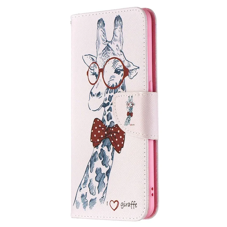 Pattern Printing Leather Wallet Protective Case for Oppo Find X2 Lite - Giraffe