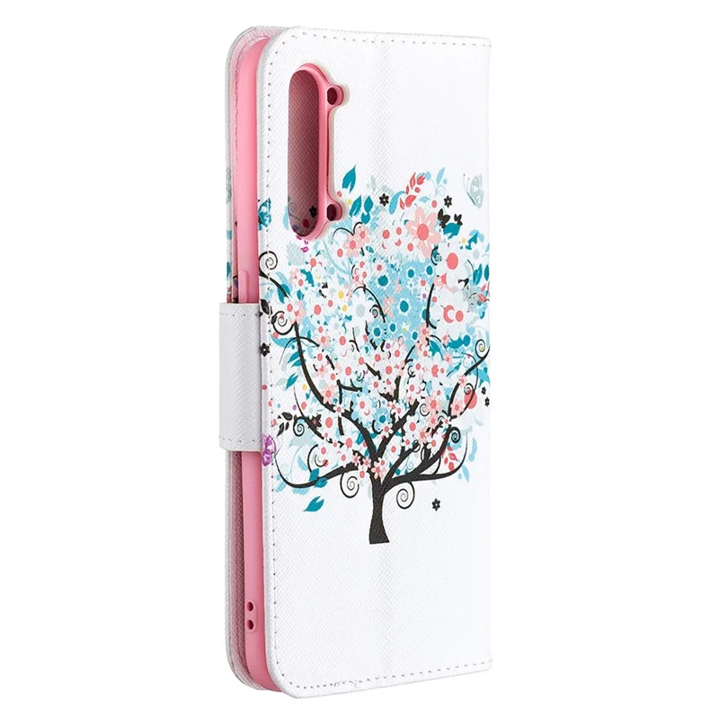 Pattern Printing Leather Wallet Protective Case for Oppo Find X2 Lite - Colorized Tree