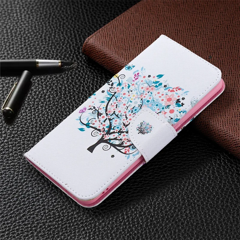 Pattern Printing Leather Wallet Protective Case for Oppo Find X2 Lite - Colorized Tree
