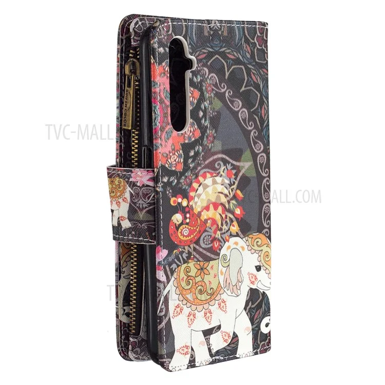 BF03 Pattern Printing Zipper Wallet Leather Phone Case per Realme 6 - Elefante
