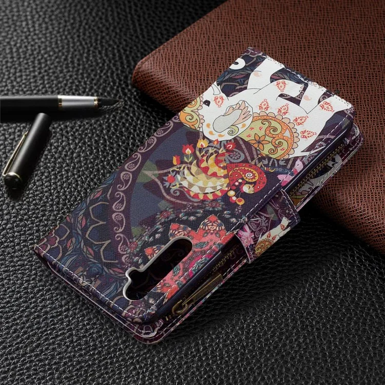 BF03 Pattern Printing Zipper Wallet Leather Phone Case per Realme 6 - Elefante
