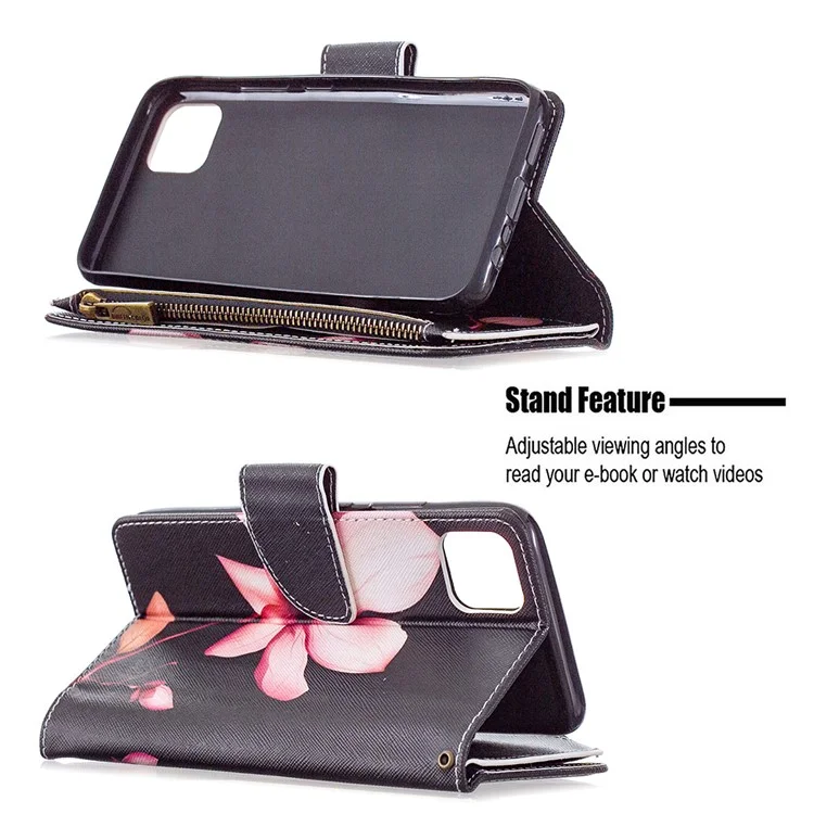 BF03 Pattern Printing Zipper Wallet Leather Phone Case per Realme C11 - Fiore