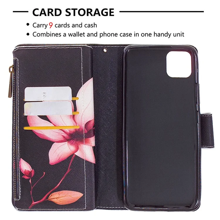 BF03 Pattern Printing Zipper Wallet Leather Phone Case for Realme C11 - Flower