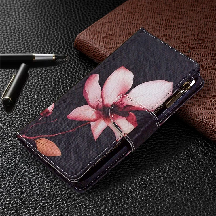 BF03 Pattern Printing Zipper Wallet Leather Phone Case for Realme C11 - Flower