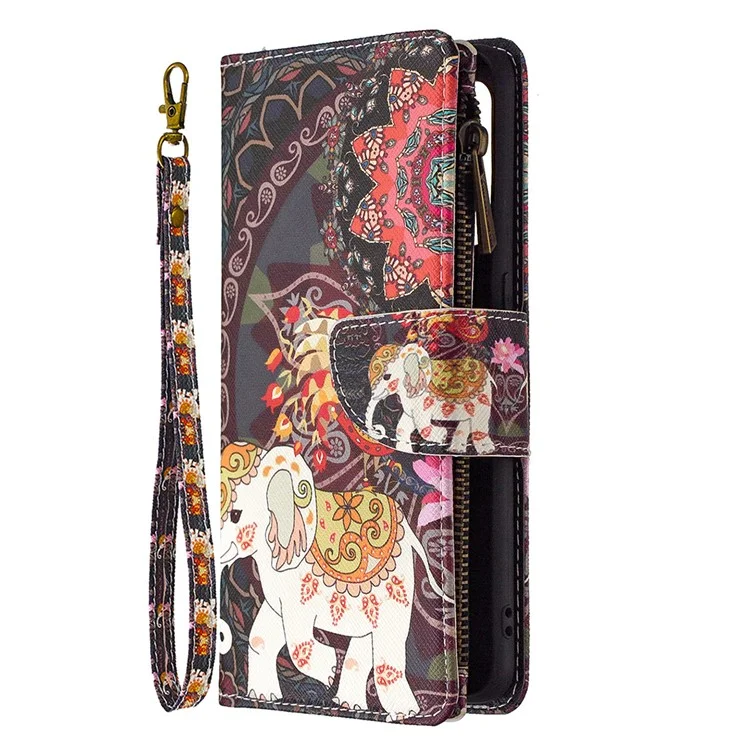 BF03 Pattern Printing Zipper Wallet Leather Phone Case for Oppo Find X2 Lite - Elephant