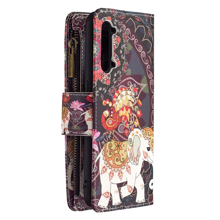 BF03 Pattern Printing Zipper Wallet Leather Phone Case for Oppo Find X2 Lite - Elephant