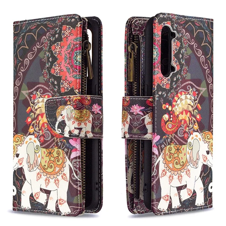 BF03 Pattern Printing Zipper Wallet Leather Phone Case for Oppo Find X2 Lite - Elephant