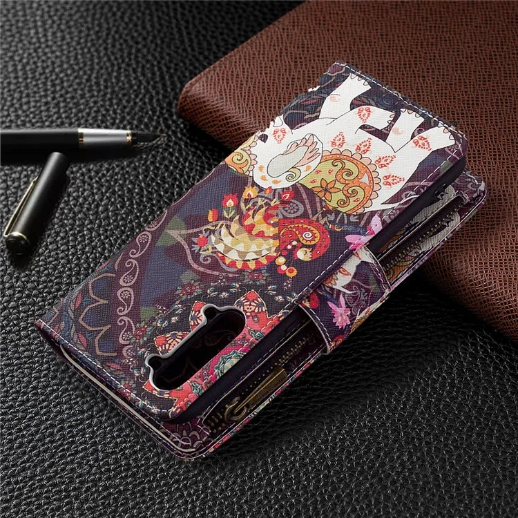 BF03 Pattern Printing Zipper Wallet Leather Phone Case for Oppo Find X2 Lite - Elephant