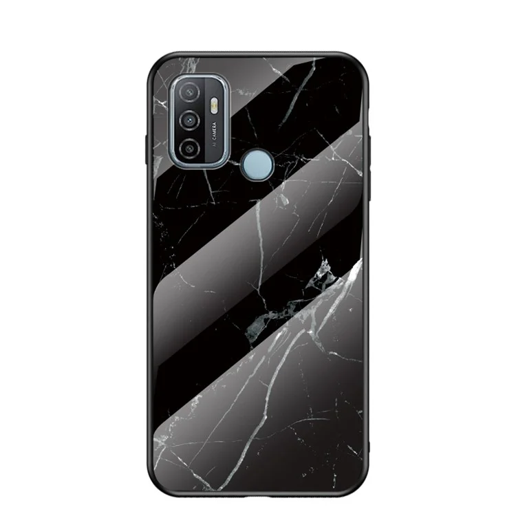 Custodia per telefono in vetro temperato e PC con bordo in TPU per Oppo A53(2020) - Marmo Nero