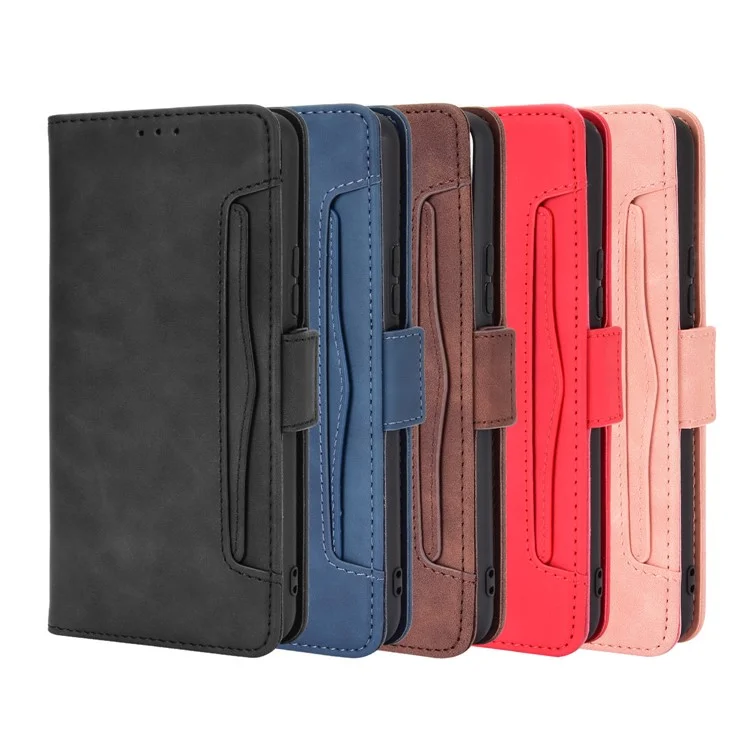 Leather Wallet Phone Cover Shell with Multiple Card-Carrying Slots for Vivo Y20 2020/Y20i - Black