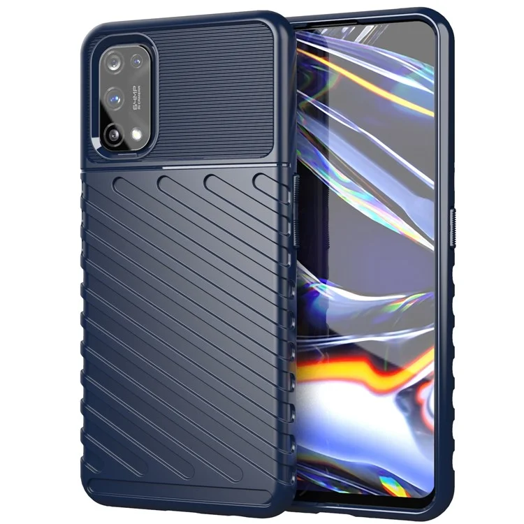 Thunder Series Twill Texture Soft TPU Case Mobile Shell for Realme 7 Pro - Blue