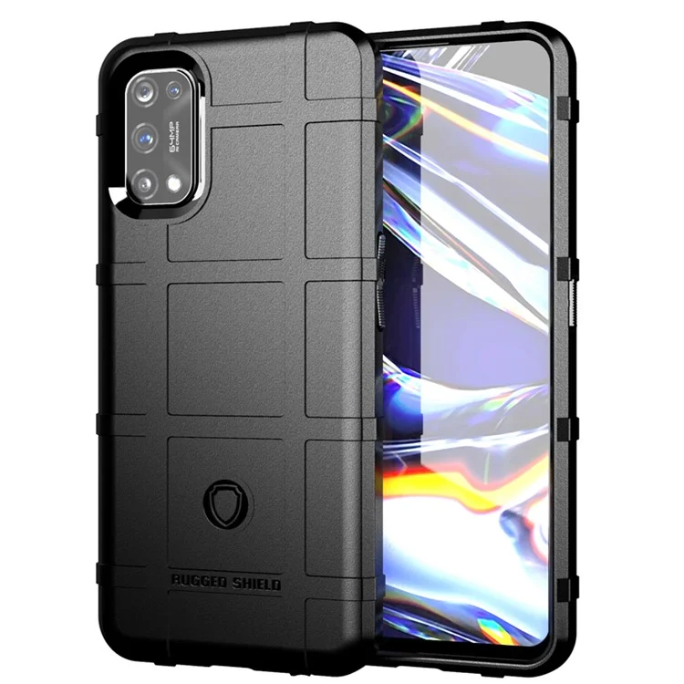 Anti-shock Square Grid Texture Thicken TPU Case for OPPO Realme 7 Pro - Black