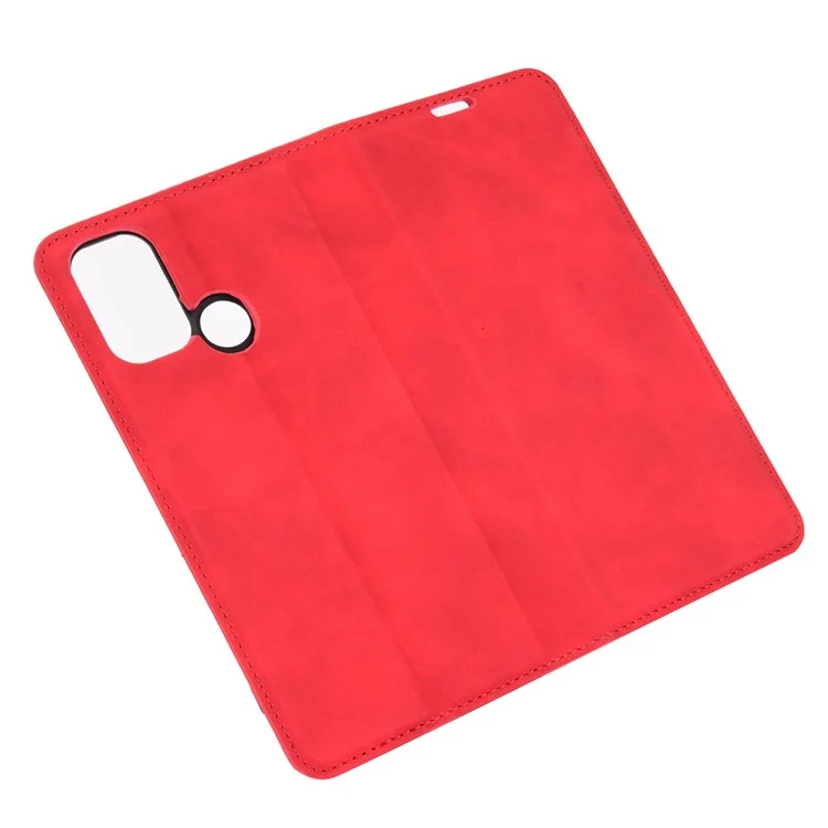 Silky Touch Leather Stand Shell Case for OPPO A53(2020) - Red