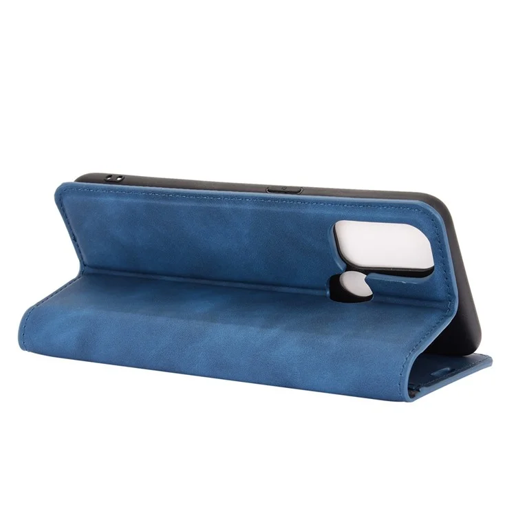 Silky Touch Leder Stand Shell Hülle Für Oppo A53 (2020) - Blau