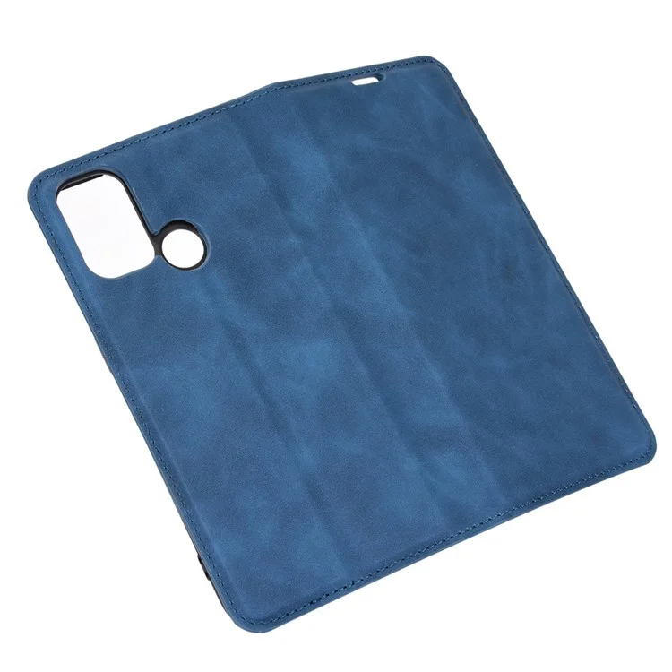 Silky Touch Leder Stand Shell Hülle Für Oppo A53 (2020) - Blau