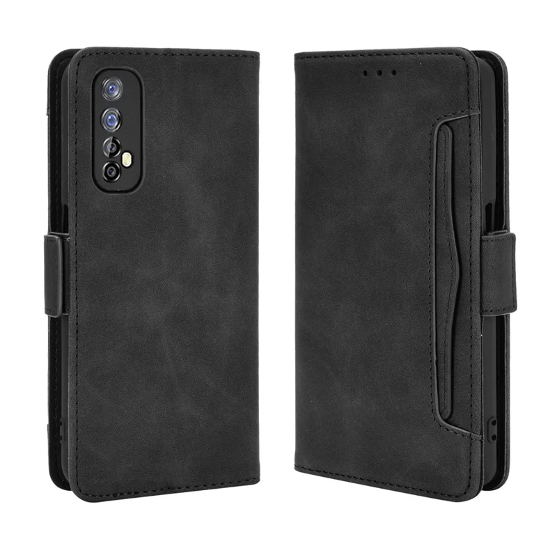 Wallet Stand Leather Case with Multiple Card Slots for Realme 7 / Realme Narzo 20 Pro - Black