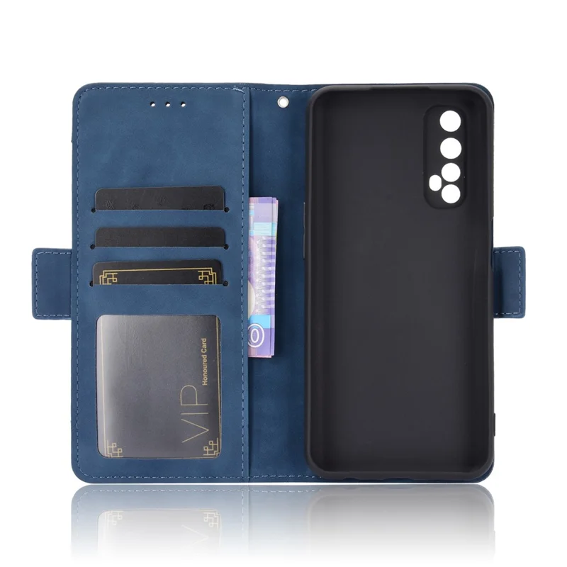 Wallet Stand Leather Case with Multiple Card Slots for Realme 7 / Realme Narzo 20 Pro - Blue