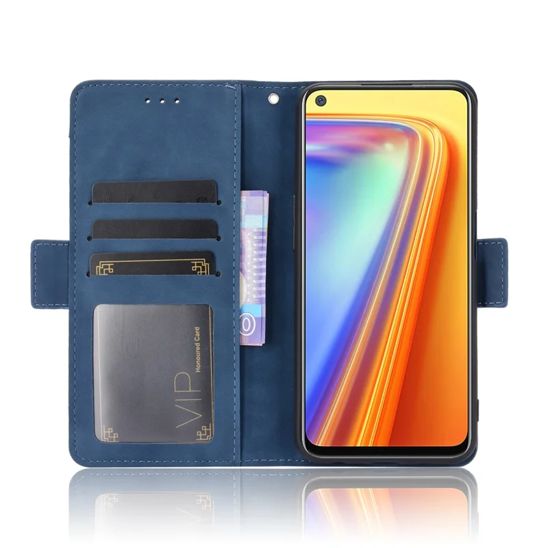 Wallet Stand Leather Case with Multiple Card Slots for Realme 7 / Realme Narzo 20 Pro - Blue