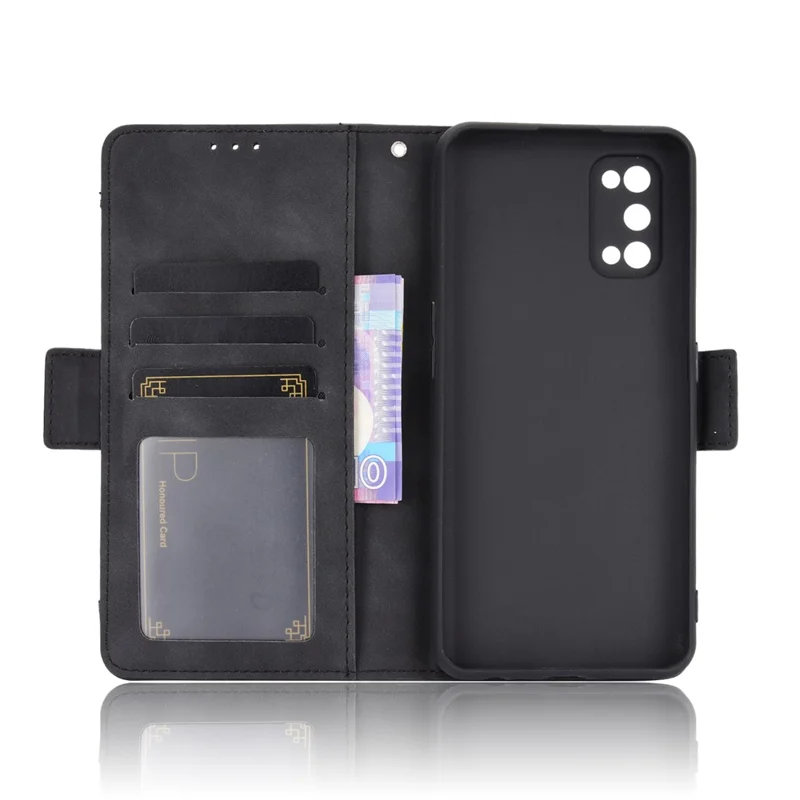 Protective Leather Case with Multiple Card Slots Phone Cover for Realme 7 Pro - Black