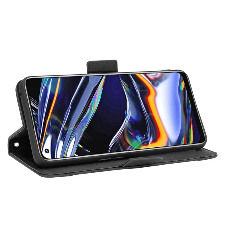 Protective Leather Case with Multiple Card Slots Phone Cover for Realme 7 Pro - Black