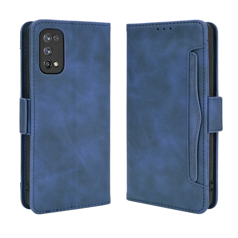 Étui de protection en cuir avec plusieurs fentes pour cartes Housse de téléphone pour Realme 7 Pro - Bleu