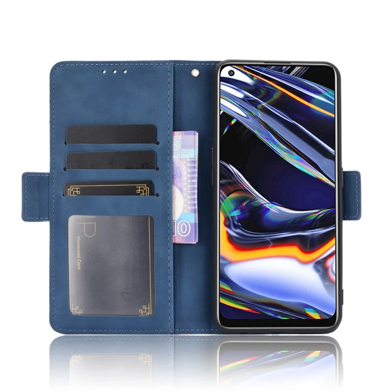 Étui de protection en cuir avec plusieurs fentes pour cartes Housse de téléphone pour Realme 7 Pro - Bleu
