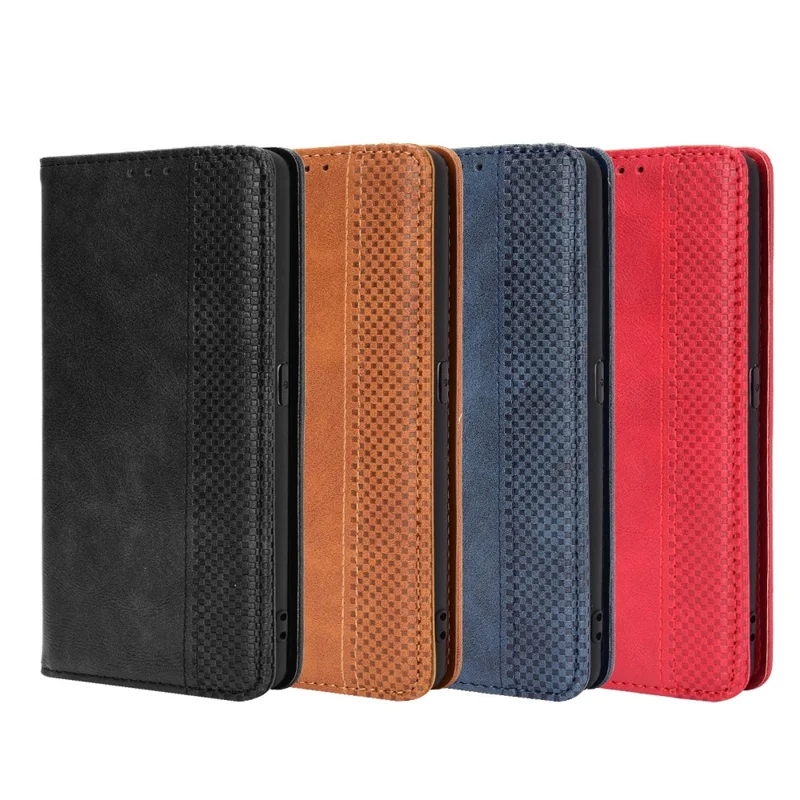 Auto-absorbed Retro Leather Case Cover for Realme 7 Pro - Black