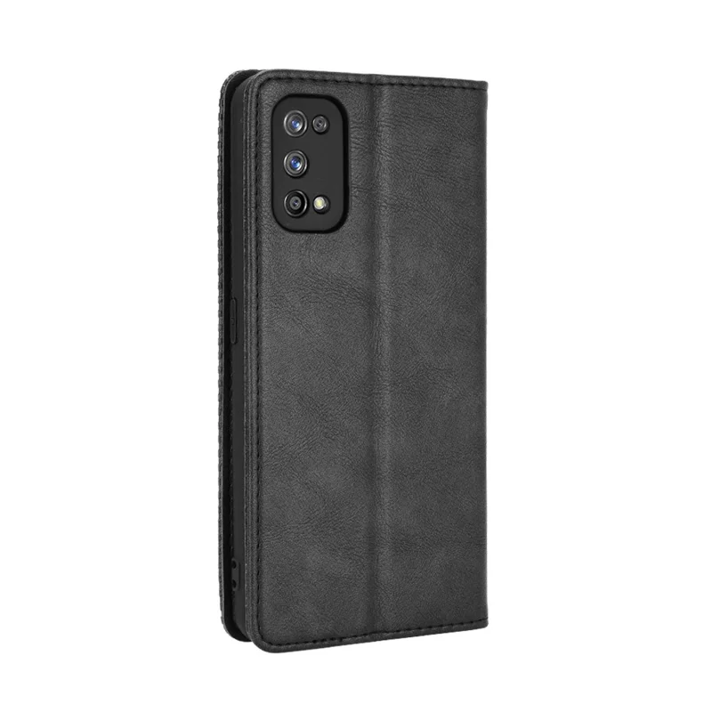 Auto-absorbed Retro Leather Case Cover for Realme 7 Pro - Black