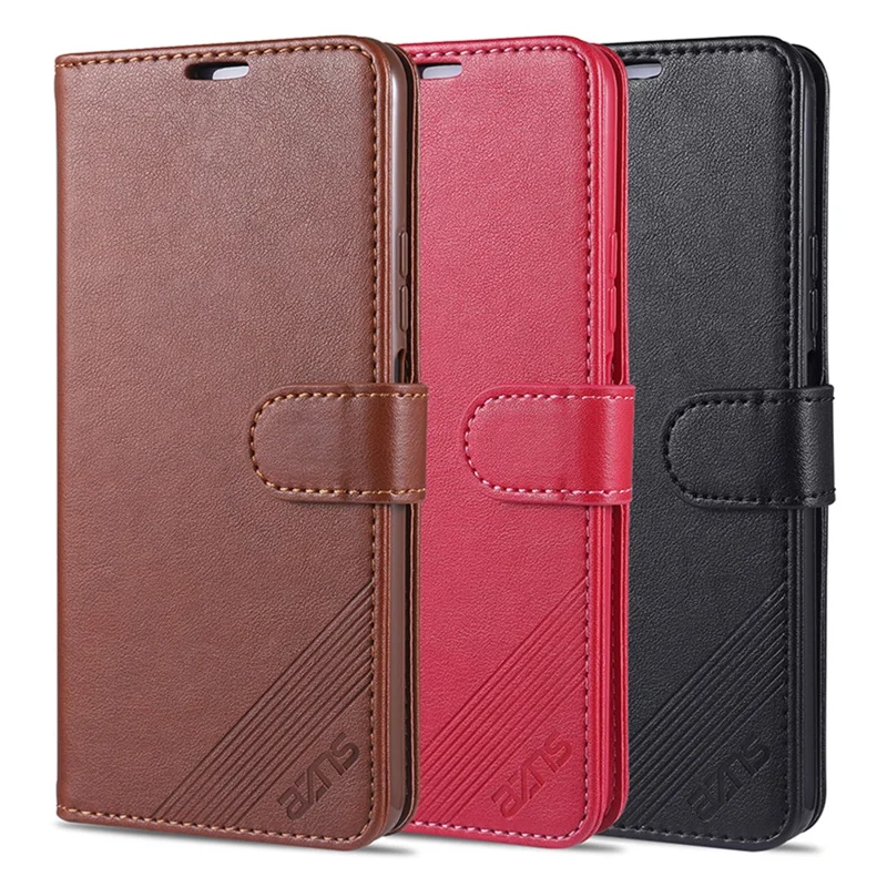 AZNS TPU + PU Leather Phone Protective Case for Vivo Y20/Y20i - Brown