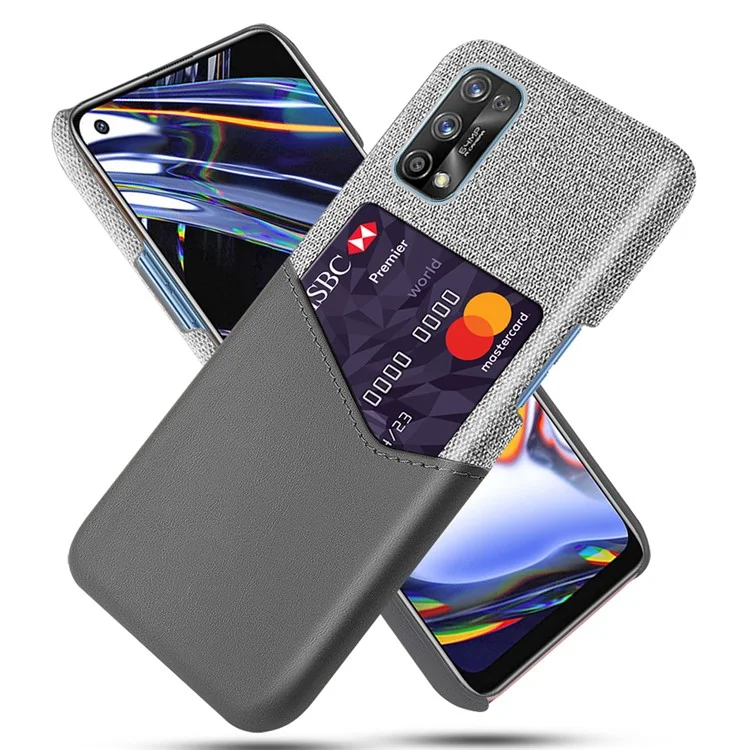 Держатель для карт KSQ Cloth + PU Leather Coated PC Back Cover для Realme 7 Pro - серый