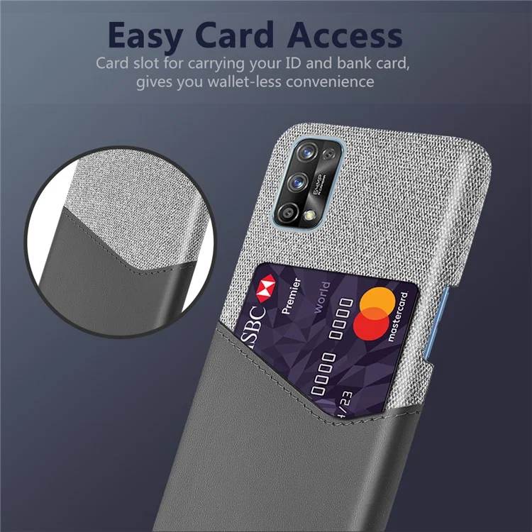 Держатель для карт KSQ Cloth + PU Leather Coated PC Back Cover для Realme 7 Pro - серый