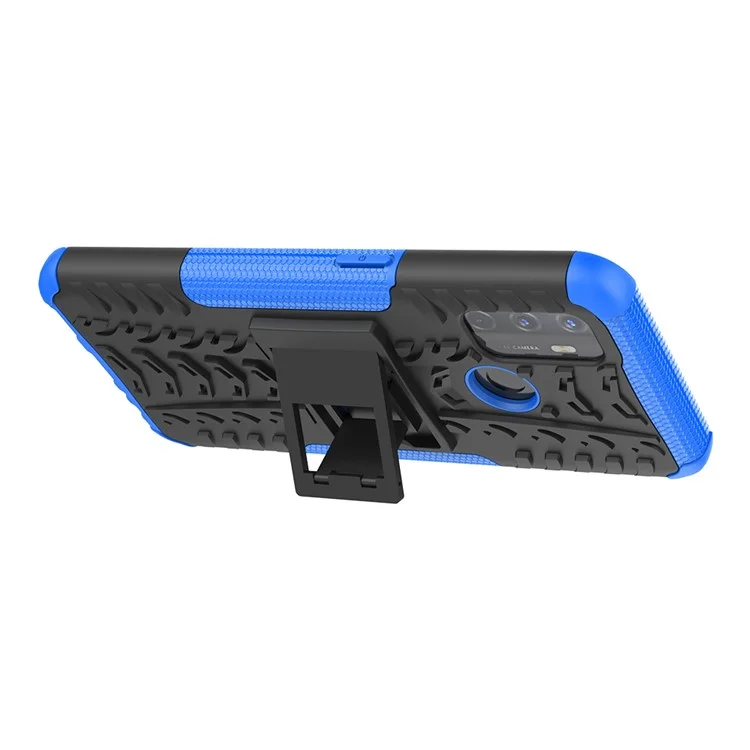 Cool Tire Kickstand PC + TPU Hybrid Phone Shell Pour Oppo A53 (2020) - Bleu