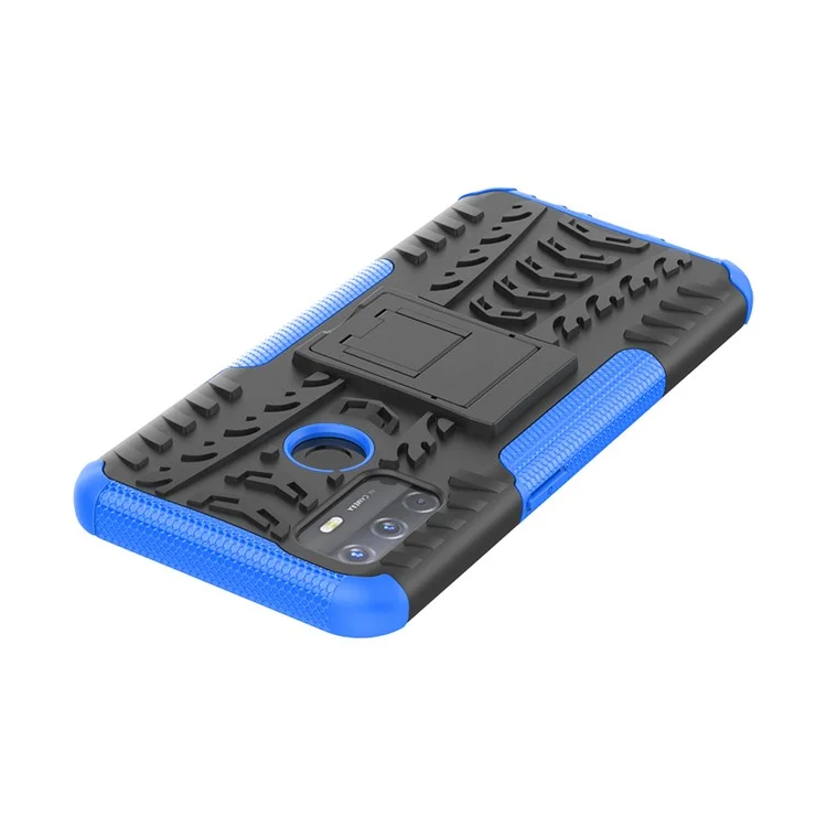 Cool Tire Kickstand PC + TPU Hybrid Phone Shell Pour Oppo A53 (2020) - Bleu