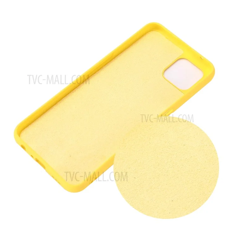 Funda de silicona líquida para teléfono móvil con correa para OPPO A92s - Amarillo
