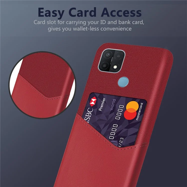 Coperchio di Telefono Cellulare Per PC PC in Pelle PU Rivestito in Pelle Per Oppo A15 - Rosso