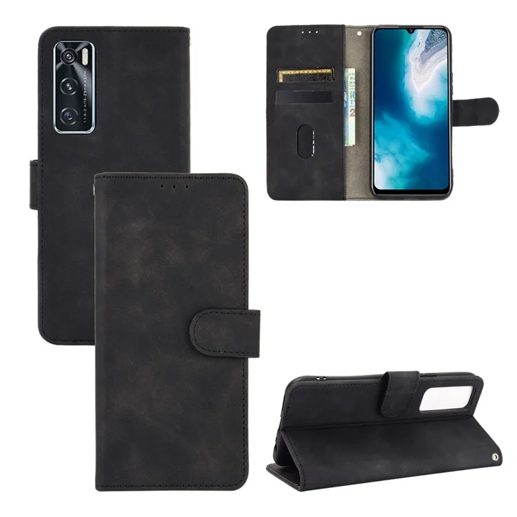 Carteira de Couro PU com Pulseira para Vivo V20 SE/Y70 2020 - Preto