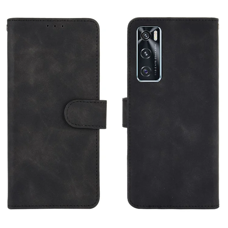 Carteira de Couro PU com Pulseira para Vivo V20 SE/Y70 2020 - Preto